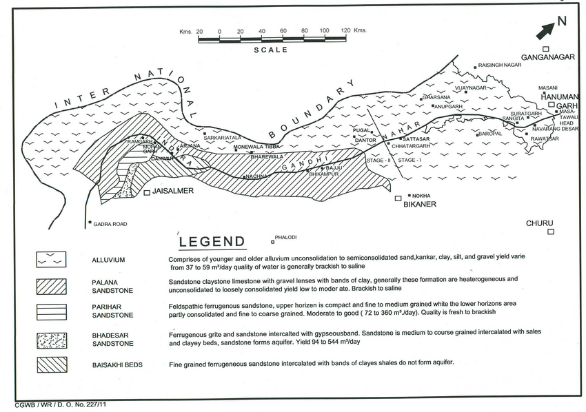 Hydrogeological map of Indira Gandhi Nahar Pariyojna 